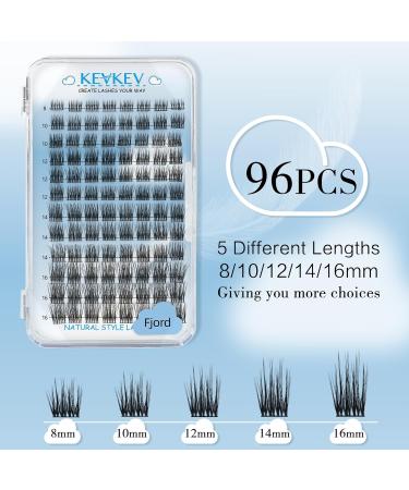 KevKev Individual Eyelashes 96Pcs Cluster Lashes | Natural Wispy Style | DIY Eyelash Extension | C-MIX (8-16mm) Fjord - Buy Online on GoSupps.com