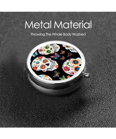 Buy Sugar Skulls Round Pill Box 3 Compartment Portable Travel Case for Vitamins & Medication | Mini Decorative Organizer - Buy Online on GoSupps.com