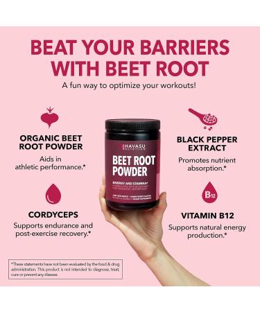 Organic Beet Root Powder with Vitamin B12 & Coryceps - Nitric Oxide Supplement - Beetroot Powder for Energy & Post Workout Recovery - Mix with Water or Smoothies Cherry Berry Flavor - 30 Servings - Buy Online on GoSupps.com