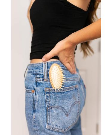 Natural Wooden Bristle Hair Detangler Brush for Purse - Travel Size Detangling Hairbrush for Women, Men & Kids - Wet or Dry Hair - Pocket-Friendly Design - 1 Count - Buy Online on GoSupps.com