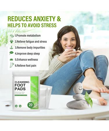 D tox Foot Pads 20 PCS - Natural Bamboo Vinegar & Ginger Adhesive Sheets for Foot & Body Care | Anti-Stress Relief, Pain & Odor Removal | Improve Sleep Quality | Everyday Use - Buy Online on GoSupps.com