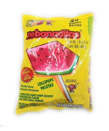Dulces Vero Vero Rebanadita Paletas Sabor Fresa Con Chile Mexican Hard Candy Chili Pops 40 Pc - Buy Online on GoSupps.com