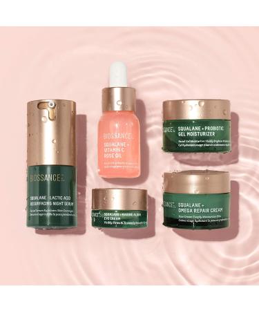 Biossance Overachievers Set: Squalane + Lactic Acid Night Serum Bundle for Hydration, Exfoliation, and Smoothing Fine Lines - Includes Travel Size Best Sellers (5 items) - Buy Online on GoSupps.com