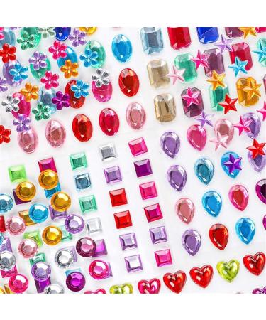 Holicolor 390pcs Gem Stickers Jewels Stickers Rhinestones Crystal for Crafts Stickers Self Adhesive Craft Jewels  Muticolor  Assorted Size