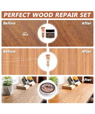 Wood Furniture Repair Kit - 6 Color Filler & Polish Wax for Scratches Cracks & Stains | Restore Hardwood Laminate Tables & More - Buy Online on GoSupps.com