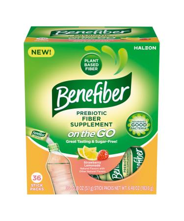 Benefiber Fiber Supplement, Strawberry Lemonade, On The Go Stick Packs, 36 Count 6.48 Ounce (Pack of 1)