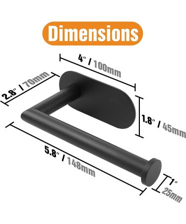 Matte Black Toilet Paper Holder - Stainless Steel Adhesive Roll Holder for Bathroom - Buy Online on GoSupps.com