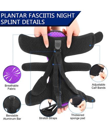 2022 Upgraded Plantar Fasciitis Night Splint with 3 Adjustable Straps - Purple - Buy Online on GoSupps.com