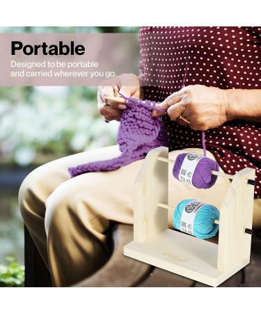 Olikraft Double Revolving Yarn Holder - Horizontal Yarn Spindle Feeder or Dispenser - Craft Supplies for Crochet and Knitting Wood - Buy Online on GoSupps.com