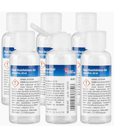 Newgen Medicals Skin Disinfectant: 6 Set Hand Disinfection Gels Spender bottle alcohol-free 60ml each (disinfection gel skin hand hygiene)