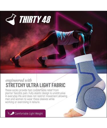 Thirty48 Plantar Fasciitis Compression Socks - 20-30 mmHg Foot Sleeves for Arch & Heel Support - Reduce Swelling & Boost Circulation - Black, Medium - Buy Online on GoSupps.com