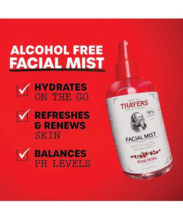Witch Hazel Facial Mist Toner & Aloe Vera - 8oz Rose Petal | Alcohol-Free Hydrating Mist | Pack of 6 with Nose Cleaning Brush - Radiant Skin & Balance - Buy Online on GoSupps.com