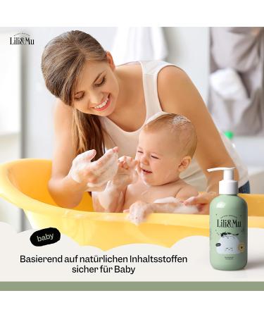 Lili & Mu Baby Shampoo & Shower Gel 200ml | Natural Baby Bath Foam with Allantoin Jojoba Oil & Marigold Extract | Silicone & SLS-Free | Safe for Newborns - Buy Online on GoSupps.com