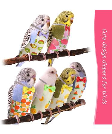 Nuanchu 6 Pieces Bird Diaper Washable Parrot Diapers Reusable Bird Flight Suit Diaper Waterproof Inner Layer Protective Parrot Nappy Clothes for Parakeet Parrot Mini Macaw Budgie Canary  Fruit Style Medium - Buy Online on GoSupps.com