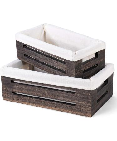 Dahey Toilet Tank Paper Basket Organizer- 2 Pack Wooden Storage Bins for Bathroom and Closet with Handles and Washable Liner - Buy Online on GoSupps.com