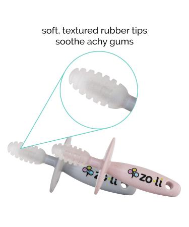 ZoLi Chubby Gummy teether | 2 Pack Baby Teething Relief - Blush/Grey BPA Free Teething Stick - Teething Toy - Buy Online on GoSupps.com