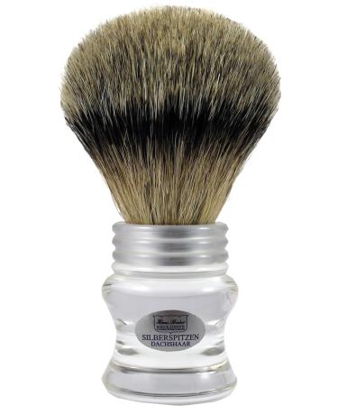 Hans Baier Exclusive Shaving Brush Acrylic Clear - Size 5 Silver Stripes