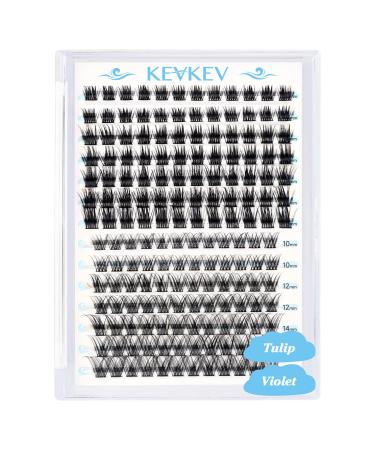Lash Clusters 168 Pcs Cluster Lashes Eyelash Clusters DIY Cluster Eyelash Extensions Individual Lashes Thin Band & Soft(Tulip & Violet D-mix) D-Mix (10-16mm) Tulip & Violet