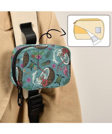 Coconut & Surfing Summer Pattern Pill Case Bag | Zipper Weekly Organizer for Travel Family & Camping - Buy Online on GoSupps.com