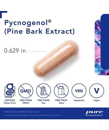 Pycnogenol 50mg - Cognitive & Cardiovascular Support - 60 Hypoallergenic Capsules - Buy Online on GoSupps.com