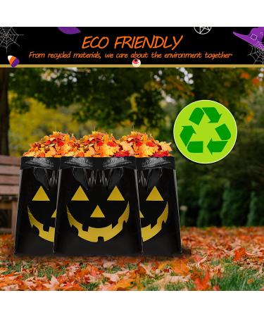 8-Pack Halloween Leaf Bags 24x30in with Twist Ties - Pumpkin Trash Lawn Garbage Fall Decorations for Outdoor Yard - Jack O Lantern Holiday Decoration - Black - Buy Online on GoSupps.com