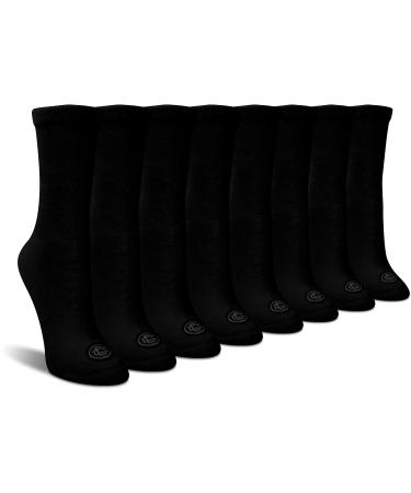 Doctor's Choice womens Crew Socks, Shoe Size 4-10, Sock Size 9-11 Medium Black/Crew