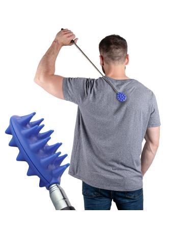 Extendable Cactus Back Scratcher, ABS Plastic, Relieves Itching on Back, Neck, Head, Beard, and Body, 16 Spikes per Side, 8.5 Inches Compact to 24.5 Inches Extended (Blue) Light Blue