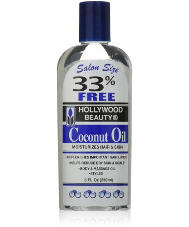 Hollywood Beauty Coconut Oil Moisturizes Hair and Skin  8 Ounce Coconut 8 Fl Oz (Pack of 1)