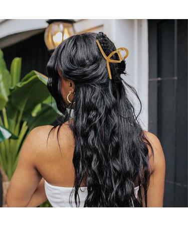Magicsky 6 Pack 4 Inch Metal Hair Claw Clips - Gold & Wood Grain - Non-slip - for Thick Thin Hair - Styling Accessories for Women and Girls - Buy Online on GoSupps.com