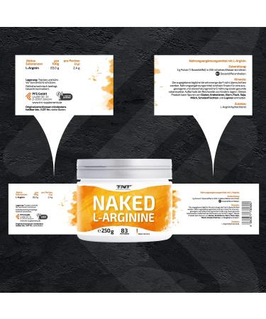 Buy TNT NAKED L-Arginine Powder (250g) - Pure High Dose Top Solubility 100% Vegan Made in Germany - Quality Assured - Buy Online on GoSupps.com