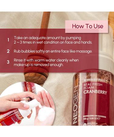 DERMALOGY by NEOGENLAB Real Fresh Foam Cleanser Cranberry 5.6 Fl Oz (160g) - Revitalizing & Hydrating Gentle Cleansing Foam with Real Cranberries Clean Beauty - Korean Skin Care - Buy Online on GoSupps.com