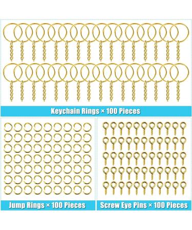 PAXCOO Keychain Rings for Crafts - 100Pcs Gold Split Key Rings, Jump Rings & Screw Eye Pins Kit for Resin Keychain Making - Buy Online on GoSupps.com