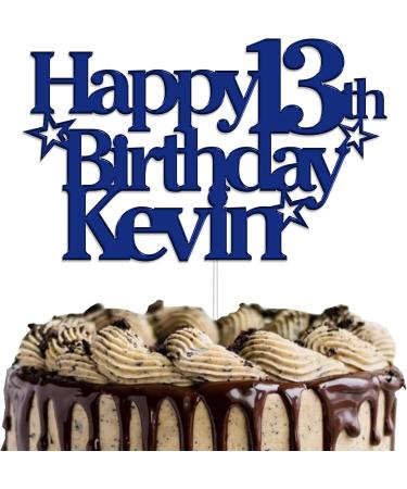 Personalised Happy Birthday Cake Topper by KreateSquare | Custom Party Decoration with Any Name Any Age | Multicolour Acrylic Cake Topper 13th 16th 18th 21st 30th 50th 60th 80th (Navy Blue) - Buy Online on GoSupps.com