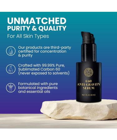 C60 Power Anti-Gravity Serum for Face & Neck - Combat Wrinkles Anti Aging Skin Care for Men & Women Antioxidant Rich Made with 99.99% Pure Sublimated C60 & Other High-Quality Ingredients - 1 fl oz C60 Anti-Gravity Serum  - Buy Online on GoSupps.com