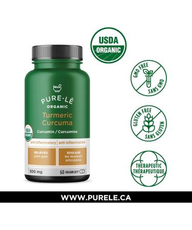 USDA Organic Turmeric (Curcumin) 60 Organicaps - Organic Anti-inflammatory Joint Health Support Supplement - Works Better than tablets Liquids or Teas - All Natural Plant Extract with No Side Effects - Ultra Premium Supplement - No Binders Nothing Artific - Buy Online on GoSupps.com