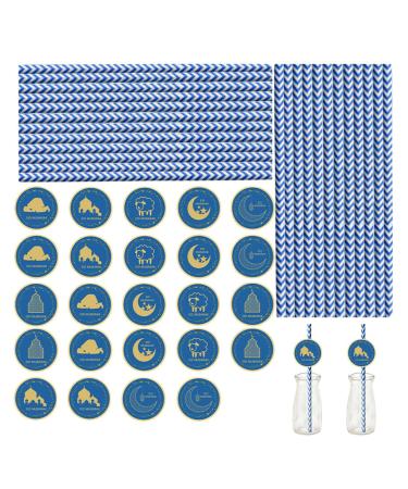 Eid Paper Straw Decor - Multi-Functional of Tableware for Supply Pattern Exquisite Straw - Supplies Decorative Straws Drinking Straws Hondony