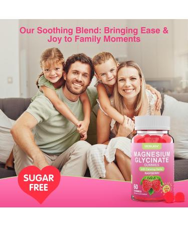 Magnesium Glycinate Gummies 600mg, Sugar Free Magnesium Gummies for Adults with Ashwagandha, Lemon Balm & GABA for Sleep, Mood Support and Relaxation, Vegan, 60 Raspberry - Buy Online on GoSupps.com