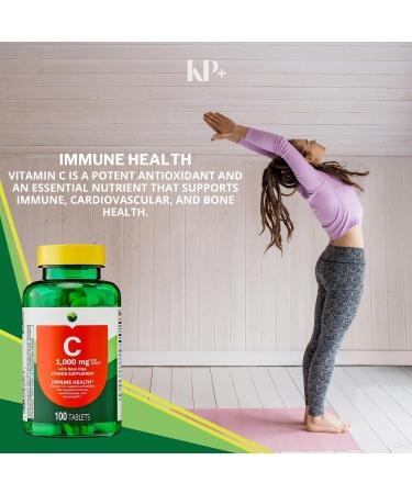 KP+ Vitamin C 1000 mg with Rose Hips | Immune Support Vitamin C Tablets | Antioxidant Support Supplement | 100 Tablets | Pack of 1 - Buy Online on GoSupps.com