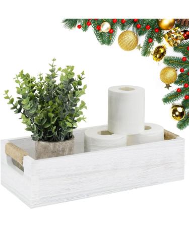 Rustic Farmhouse Toilet Paper Holder with Artificial Flower - Bathroom Decor Box for Home Organization and Storage - Buy Online on GoSupps.com