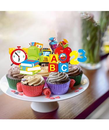 32 Pack Back to School Cupcake Toppers 8 Designs First Day of School Cupcake Picks Alphabet Alarm Clock School Bag Cake Decorations for Welcome Back to School Theme Party Cupcake Decorations Supplies 1 - Buy Online on GoSupps.com