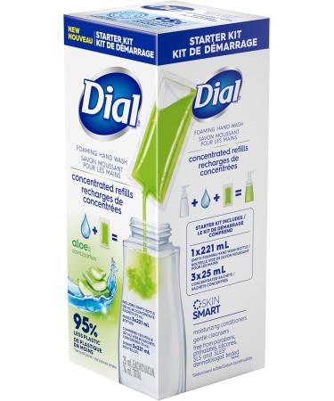 Dial Foaming Hand Wash Concentrate Starter Kit Includes Bottle and 3 Concentrated Sachets Aloe 74mL Aloe Vera 1 count (Pack of 1) - Buy Online on GoSupps.com