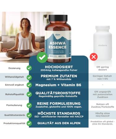 Buy High-Dose Ashwagandha Capsules with Magnesium & Vitamin B6 | 180 Vegan Capsules | 2004mg Premium Indian Sleepberry Powder | Natural & Lab-Tested | Made in Austria - Buy Online on GoSupps.com