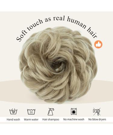 Silk-Co Hair Part with Rubber Band - Wavy Soft Dutt Hair Extensions 55g Ash Blonde Messy Bun Updos - Buy Online on GoSupps.com