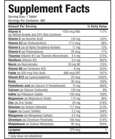 Bronson ONE Daily Mens 50+ Complete Multivitamin Multimineral 360 Tablets 360 Count (Pack of 1) - Buy Online on GoSupps.com