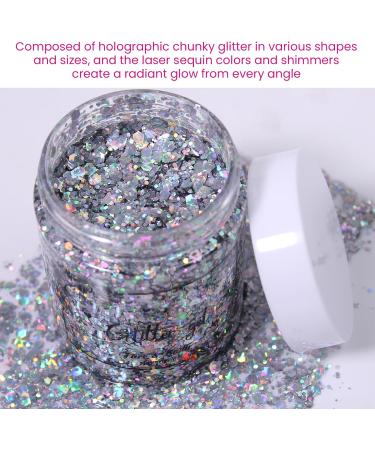 Buy DAGEDA Silver Body Glitter - 100ml Chunky Rave & Festival Accessories | Holographic Face & Hair Glitter for Mermaid Makeup - Buy Online on GoSupps.com