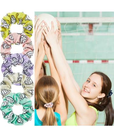 12-Piece Volleyball Sport Hair Scrunchies - Silk Satin Elastic Hair Ties for Players - Multicolor Volleyball Team Gifts - Buy Online on GoSupps.com