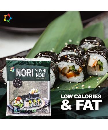 KIMNORI Organic Sushi Nori Seaweed Sheets 10 Full Size Rolls - Gluten Free, Vegan, Non GMO, Kosher - 25g (0.88oz) - Pack of 10 - Buy Online on GoSupps.com
