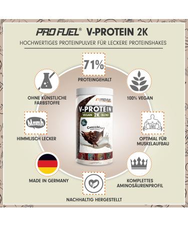 Vegan Chocolate Protein Powder 1kg - Creamy & Delicious 2K Blend High-Quality Pea Protein Soy-Free 71% Protein - Perfect for Travel! - Buy Online on GoSupps.com