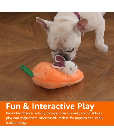 Amazon Basics Hide and Seek Squeaky Dog Plush Toy Rabbit and Carrot Orange and White 5 Count - Buy Online on GoSupps.com