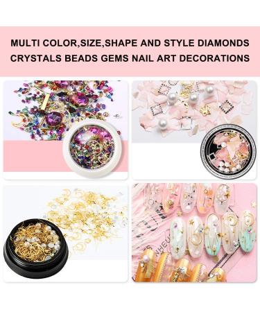 Nail Art Kit: WOVTE 15 Gel Acrylic Painting Brushes, 5 Dotting Pens, Rhinestones, Diamonds, Gems, and Tweezers - DIY Nail Art Decorations in Multi-Color - Buy Online on GoSupps.com